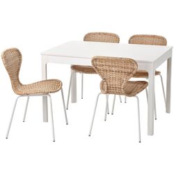 Set de sufragerie Ikea Ekedalen/Alvsta 120/180x80 1+4 (Alb/Ratan) Thumb