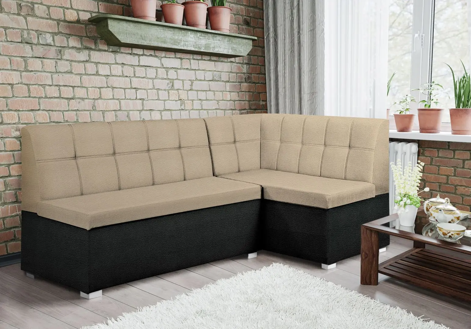 Кухонный уголок Modern Como 2207/2230 Beige/Black (угол Г)
