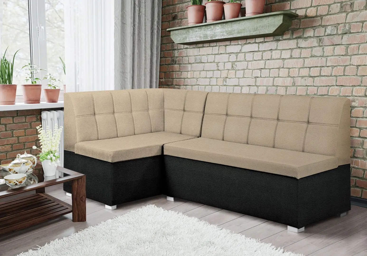 Кухонный уголок Modern Como 2207/2230 Beige/Black (угол 7)