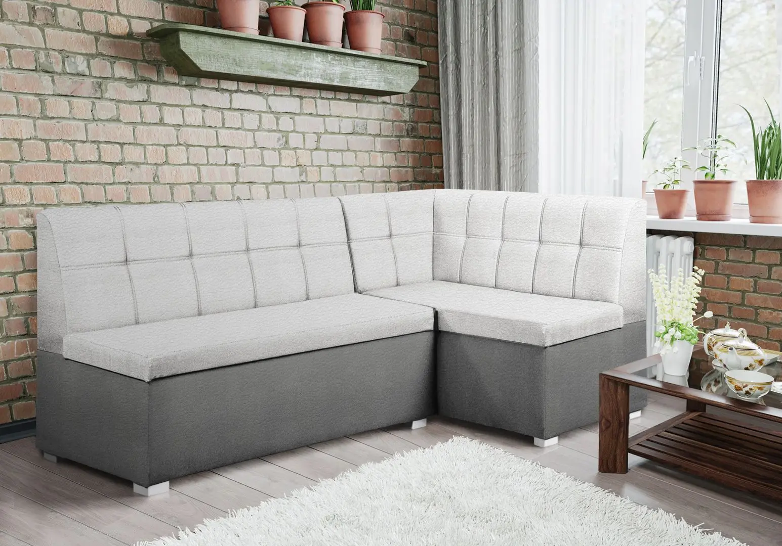 Кухонный уголок Modern Como 2300/2233 White/Dark Gray (угол Г)