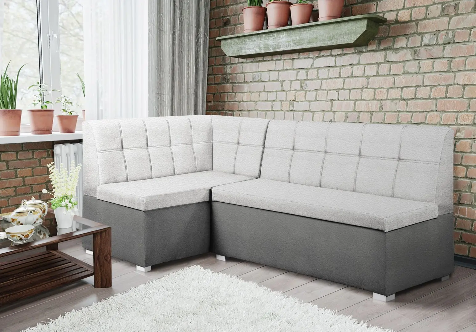 Кухонный уголок Modern Como 2300/2233 White/Dark Gray (угол 7)