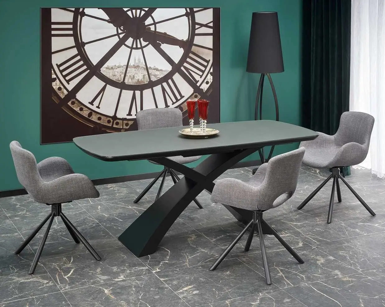 Masa extensibila Halmar Silvestro 180/220cm (Dark Gray/Black)