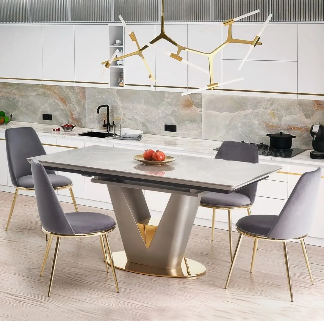 Masa extensibila Halmar Valentino (Light Gray/Gold)