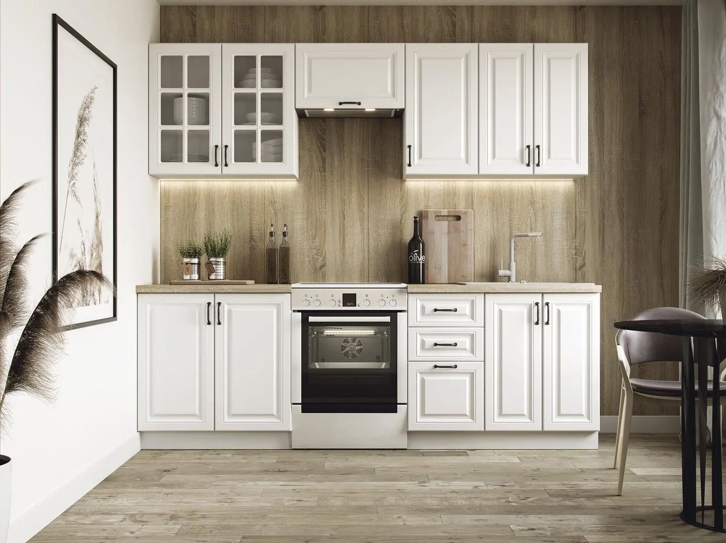 Bucatarie Halmar Elizabeth 2.4m (White/White Matt)