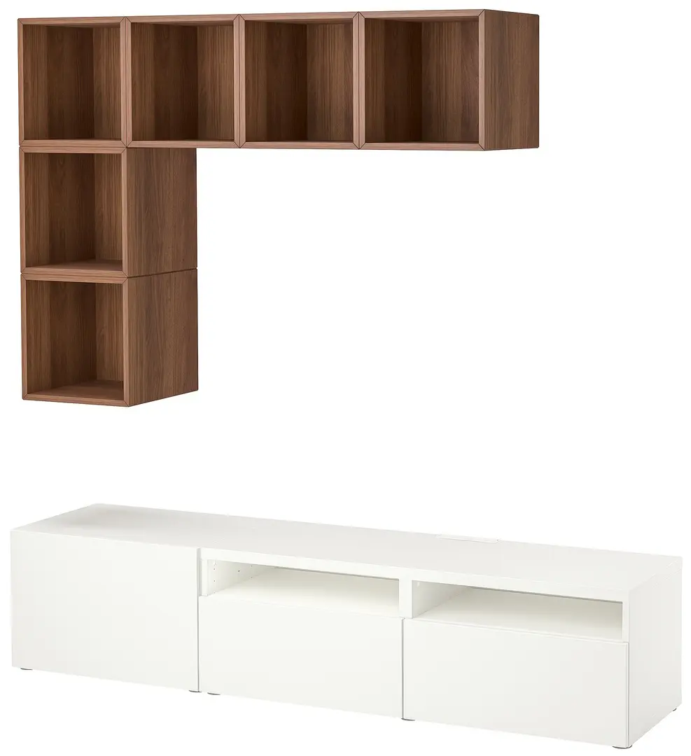 Living Ikea Besta/Eket 180x42x170 (Alb/Aspect Nuc)