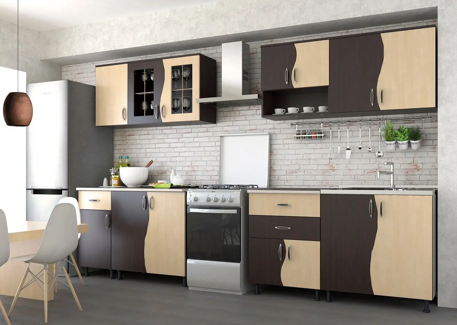 Кухня Marcel Prod Paula S 2.6м (Wenge/Birch)