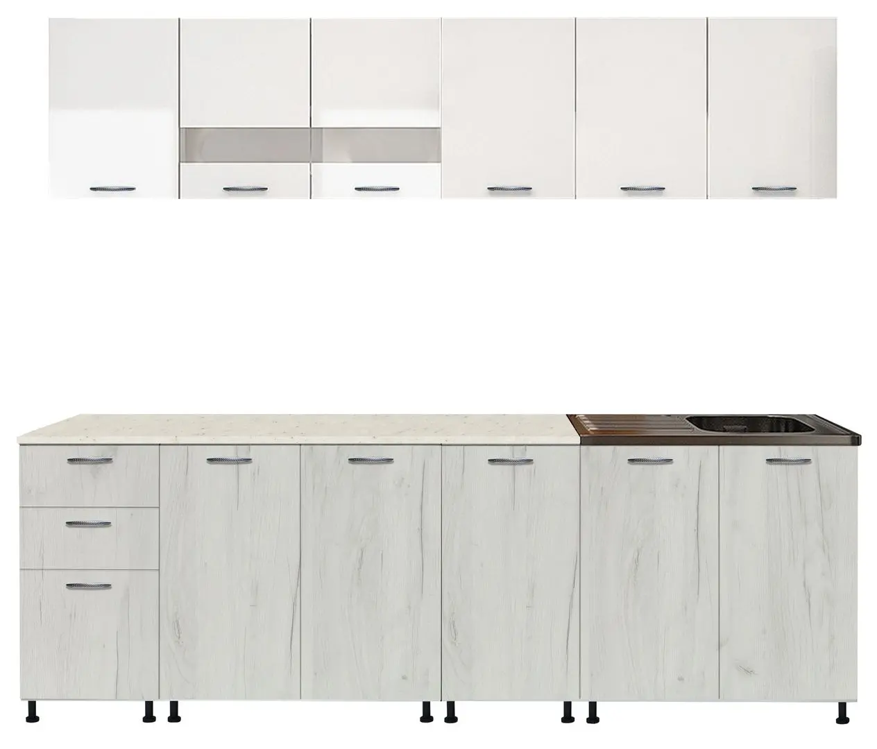 Bucatarie Marcel Prod Dusea 2.4m (White/Craft Oak White) - 2