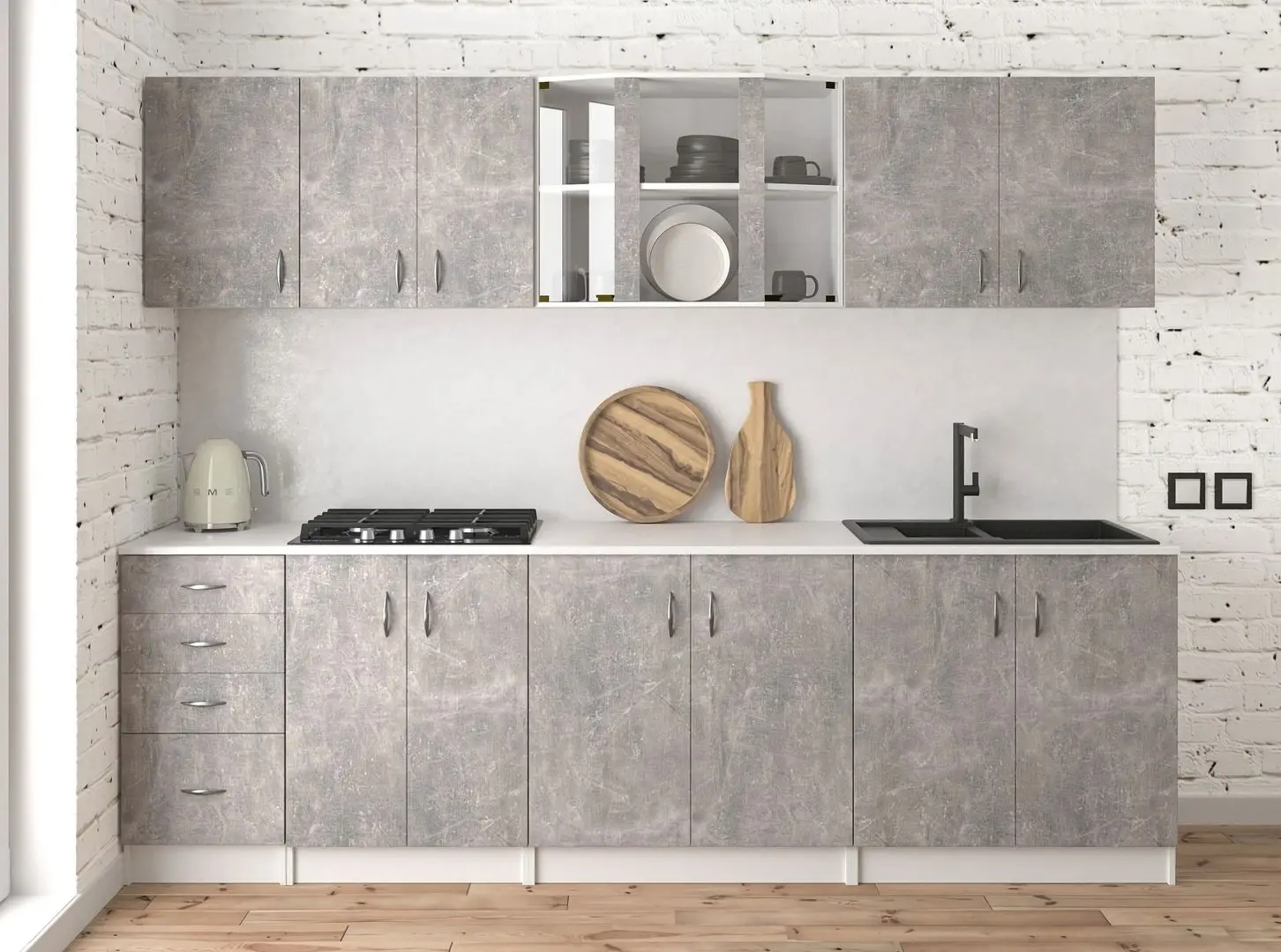 Кухня Marcel Prod Karina 2.6м (Gray Concrete/White)