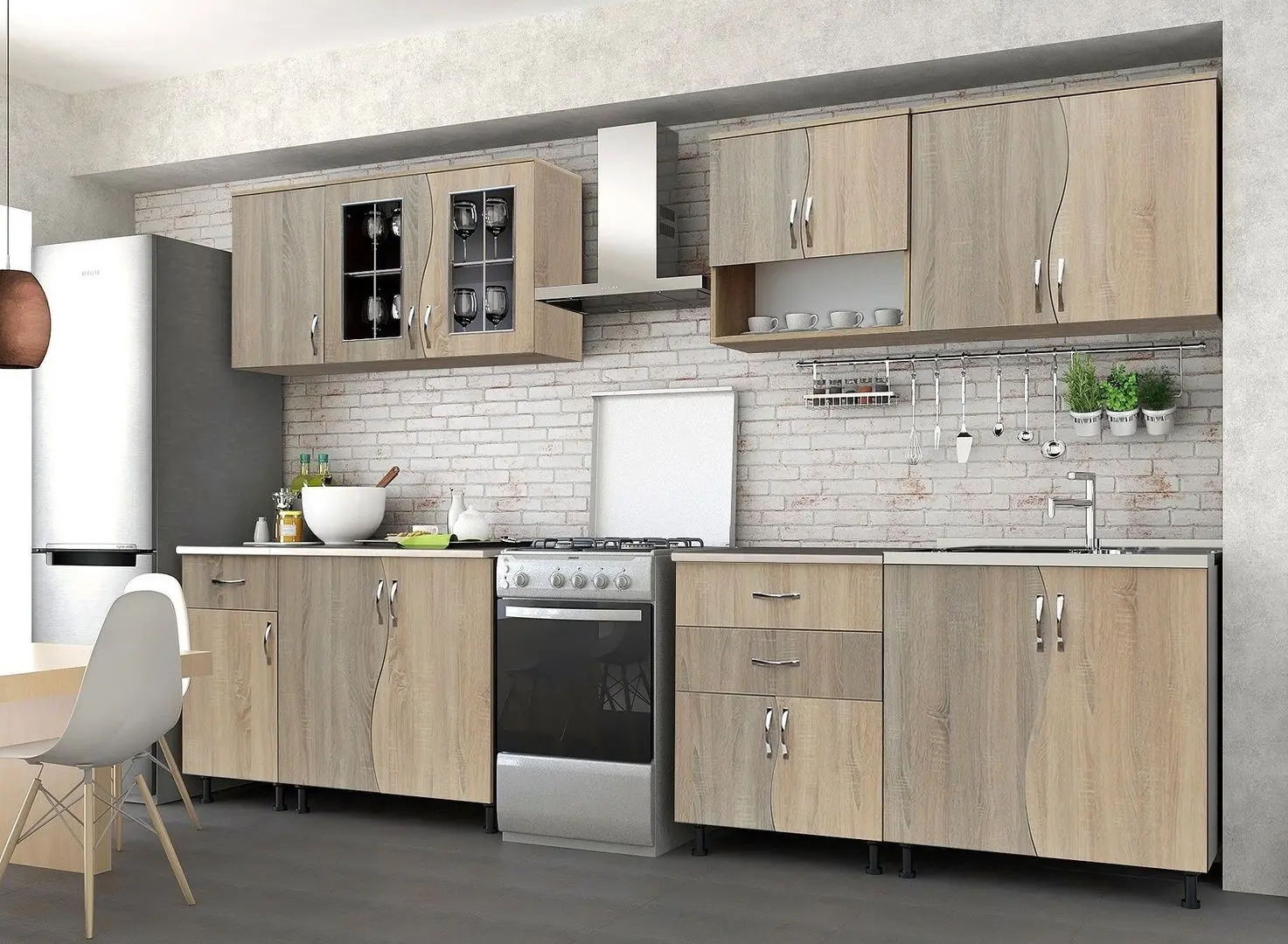 Bucatarie Marcel Prod Paula S 2.6m (Sonoma Oak/Sonoma Oak Truffle)