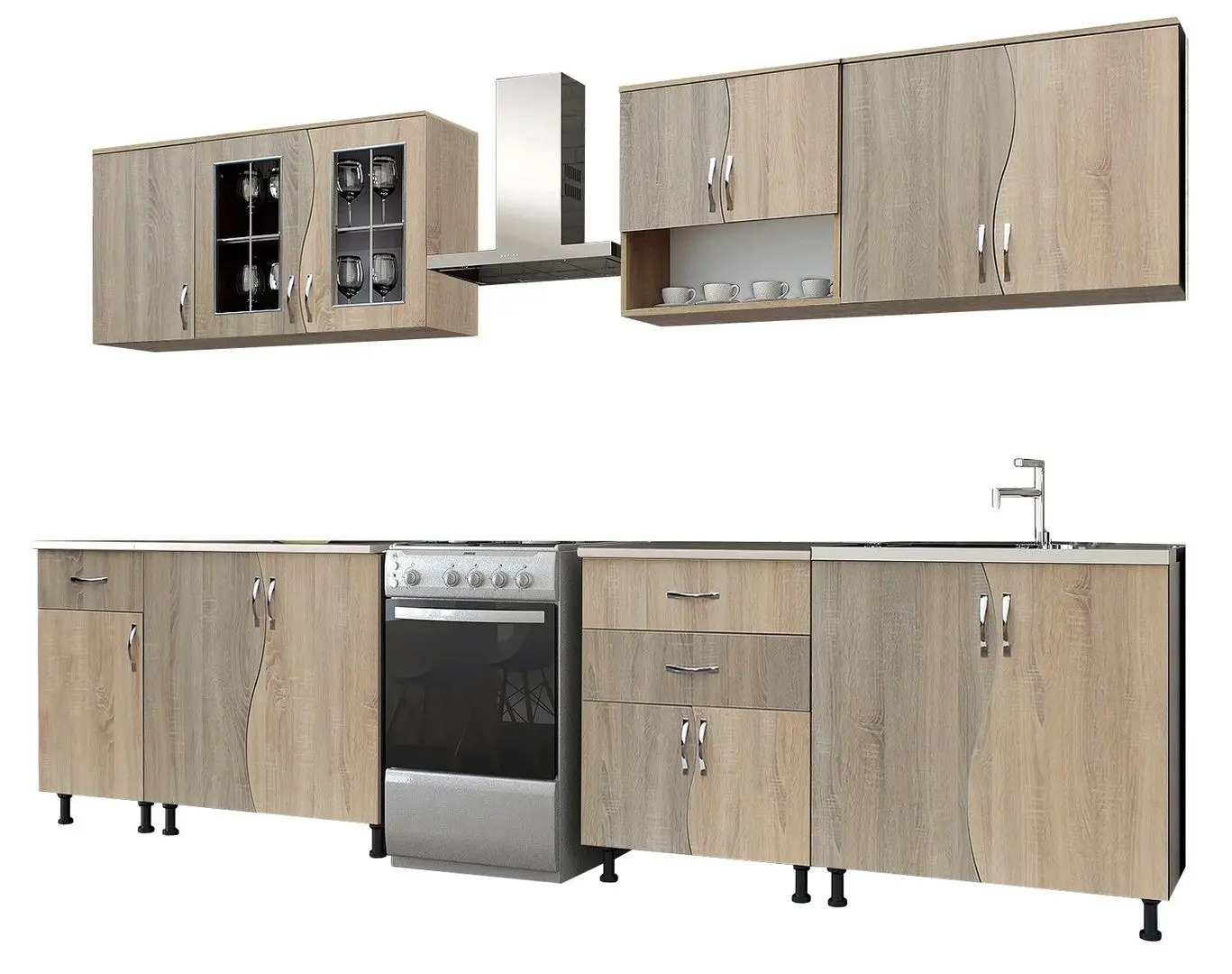 Bucatarie Marcel Prod Paula S 2.6m (Sonoma Oak/Sonoma Oak Truffle)