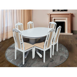 Set masa scaune Marcel Prod DINING7 1+6 (White/Beige)