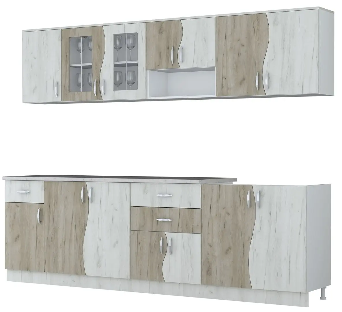 Bucatarie Marcel Prod Paula S 2.6m (Craft Oak White/Craft Oak Gray) - 2