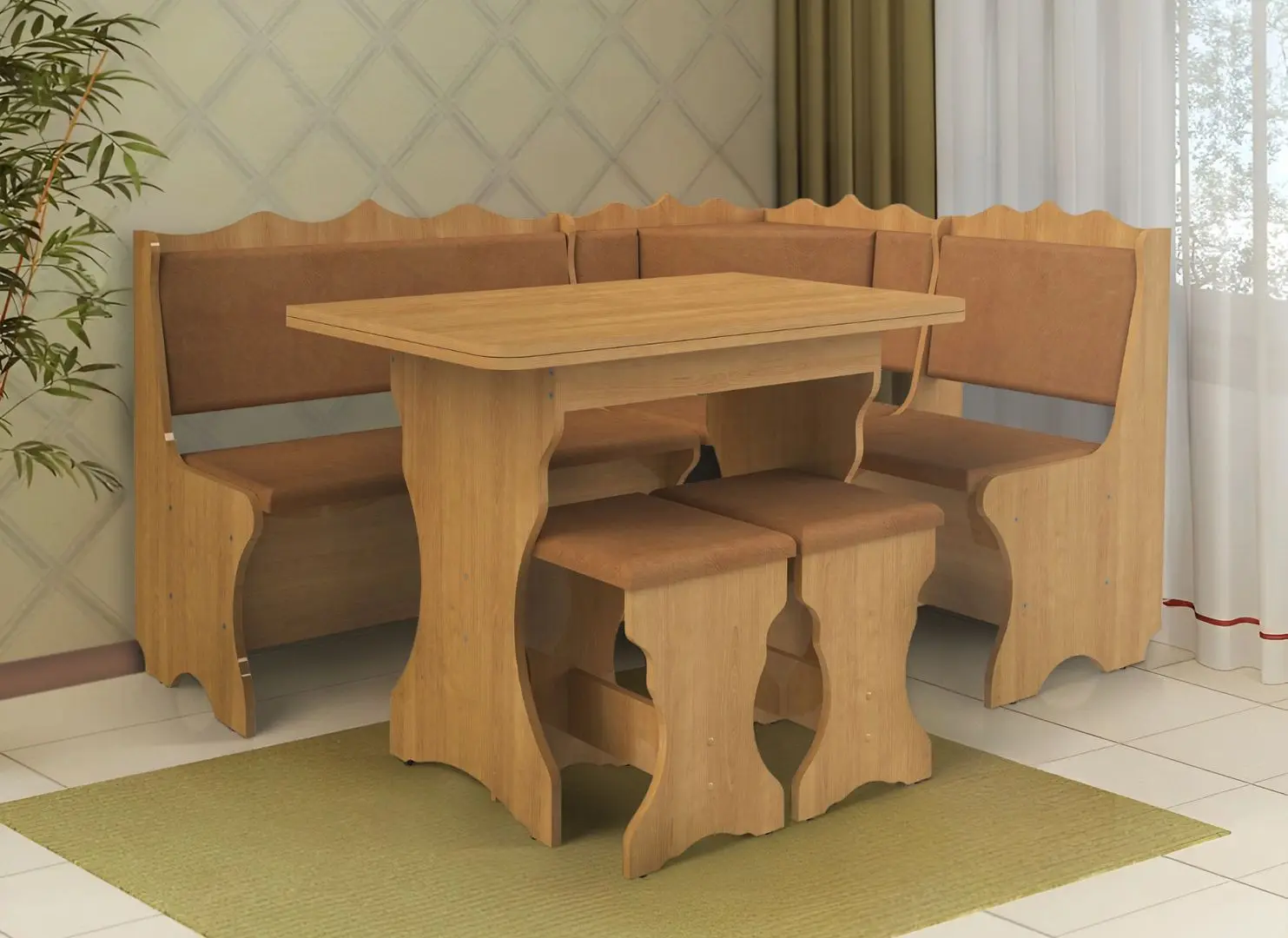 Кухонный уголок Marcel Prod Siria 2 табурета (Cherry)