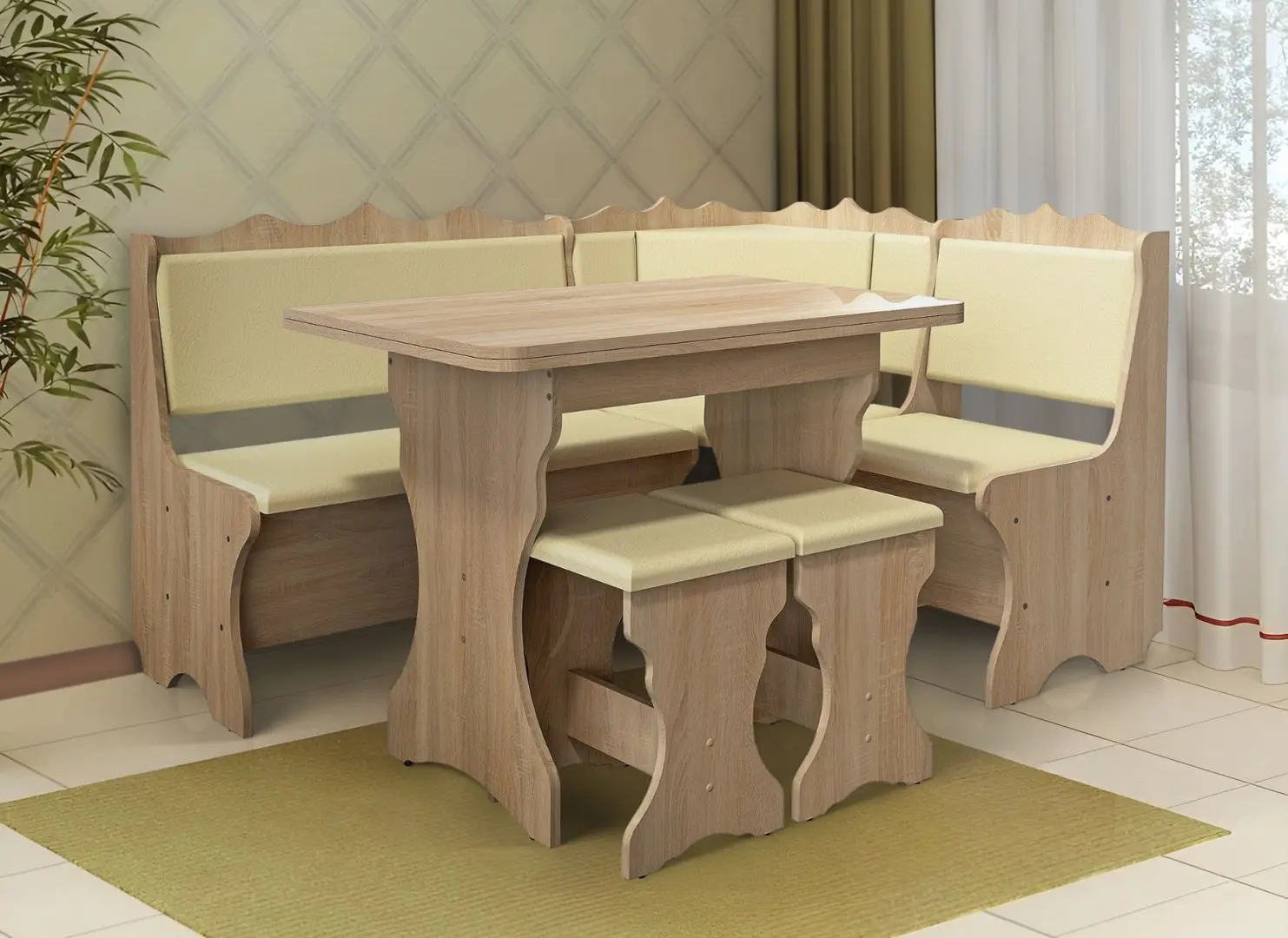 Кухонный уголок Marcel Prod Siria 2 табурета (Sonoma Oak)