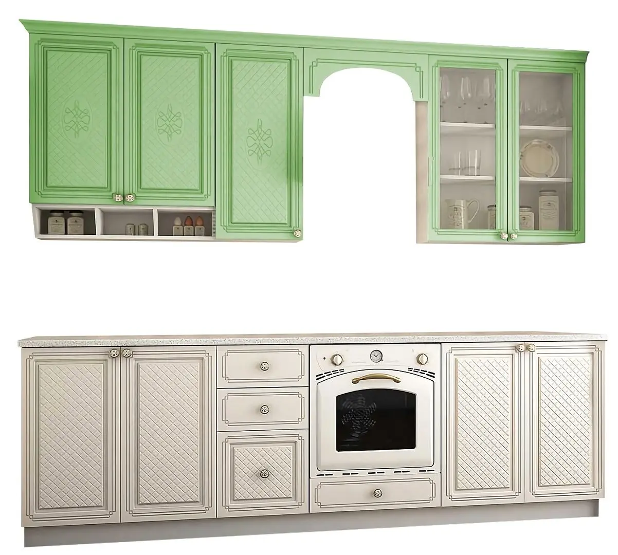 Bucatarie Marcel Prod Versailles 2.6m (White/Pistachio)