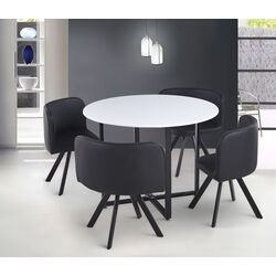 Set masa scaune Mobhaus Bevis New 1+4 (White/Black)