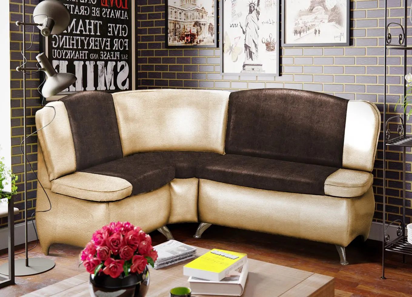 Кухонный уголок Modern Sofy 2231/2207 Brown/Beige (угол 7)