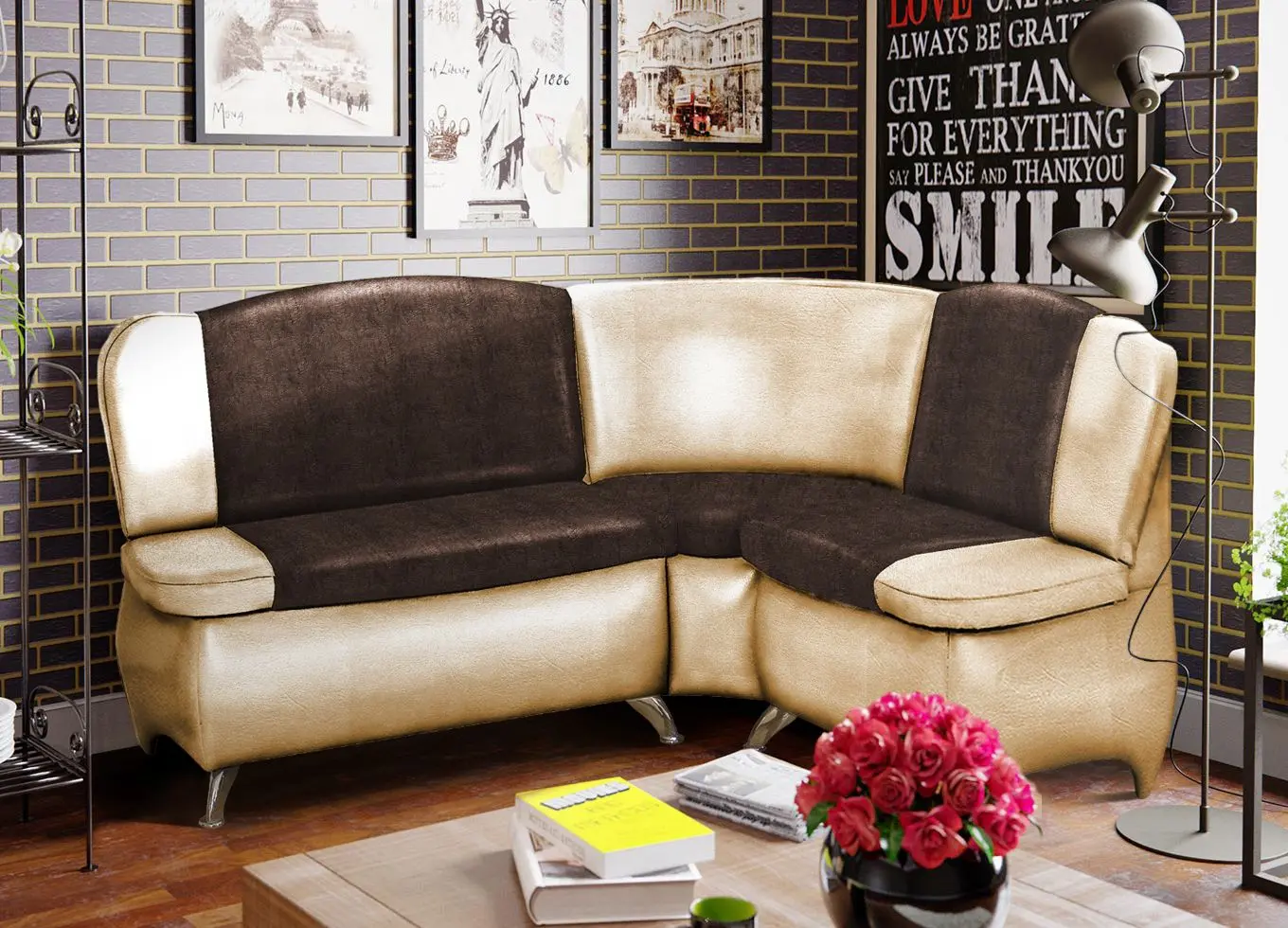 Кухонный уголок Modern Sofy 2231/2207 Brown/Beige (угол Г)