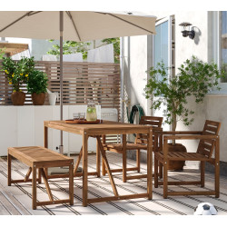 Комплект садовой мебели Ikea Nammaro 2 стула/скамейка 140см (Светло-коричневый)