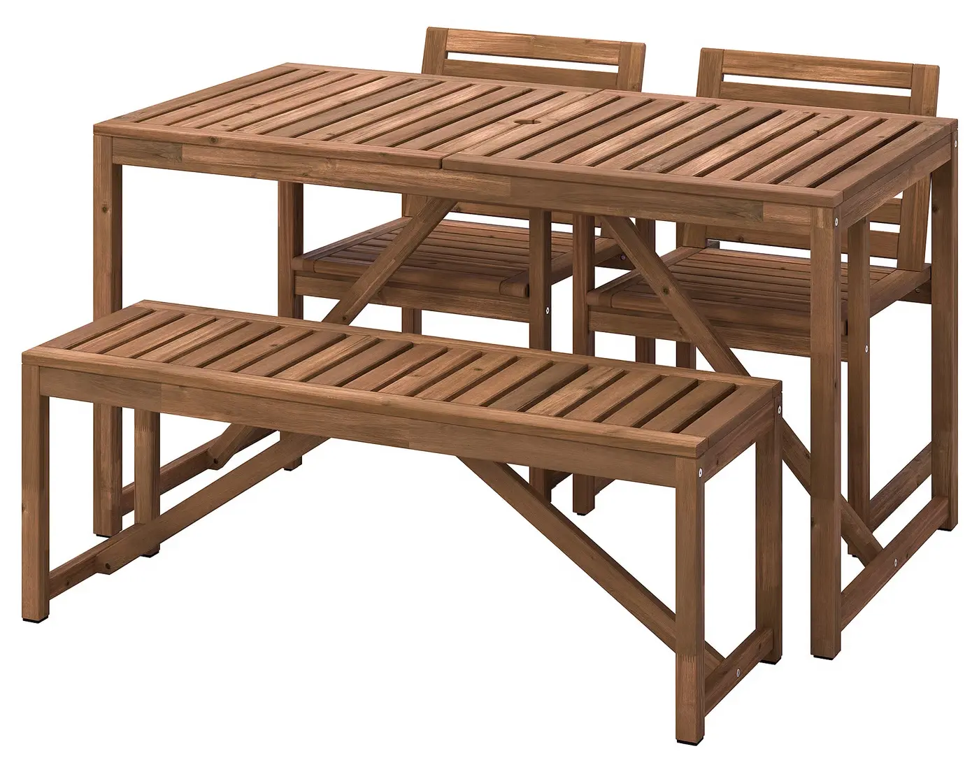 Комплект садовой мебели Ikea Nammaro 2 стула/скамейка 140см (Светло-коричневый) - 2