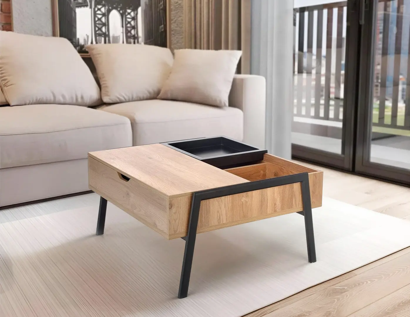 Masa pentru reviste Halmar Podium (Natural/Black)