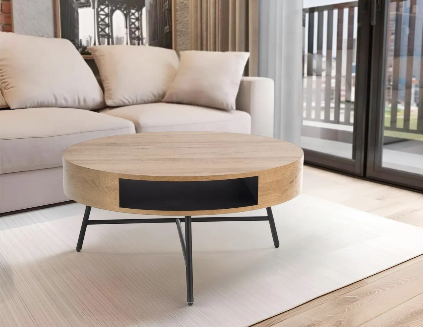 Masa pentru reviste Halmar Camila (Golden Oak/Black)