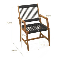 Набор садовых стульев Costway HW70896 (Wood/Black) Thumb