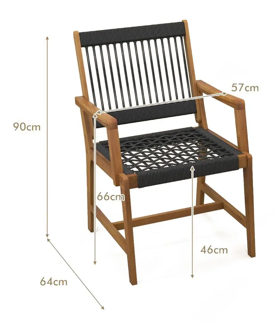 Набор садовых стульев Costway HW70896 (Wood/Black) - 4