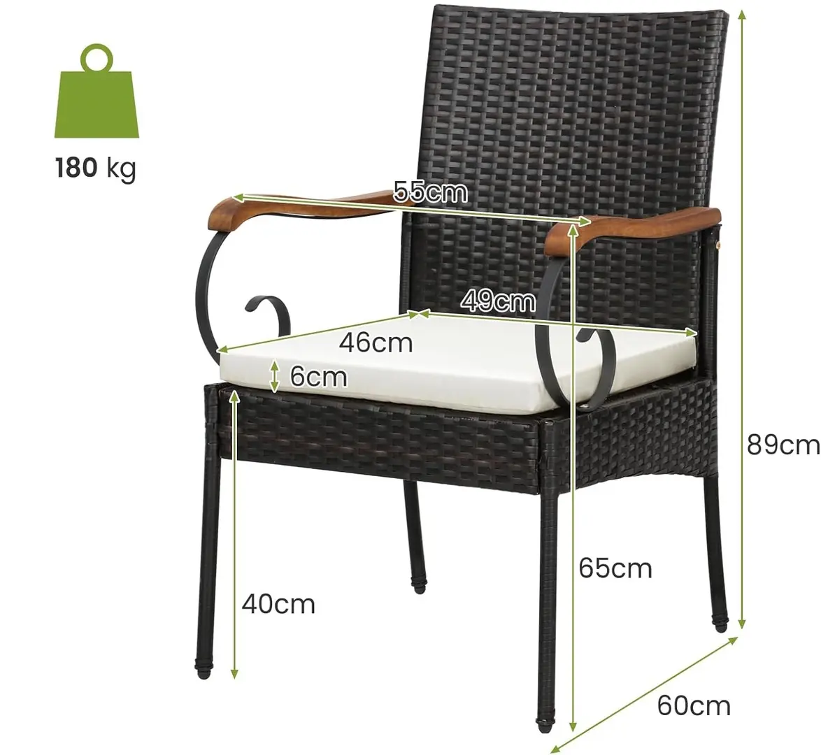 Набор садовых стульев Costway HW70833-2 (Brown/Ivory) - 6