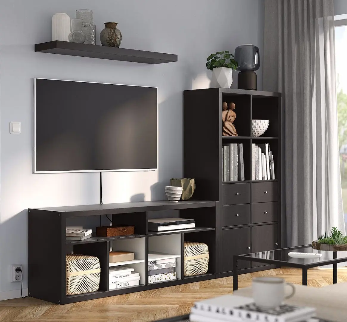 Гостиная Ikea Kallax/Lack 224x39x147см (Черно-коричневый)