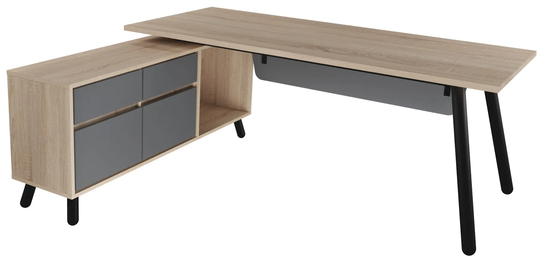 Masa de birou DP Fusion+Box Left (Natural/Anthracite)