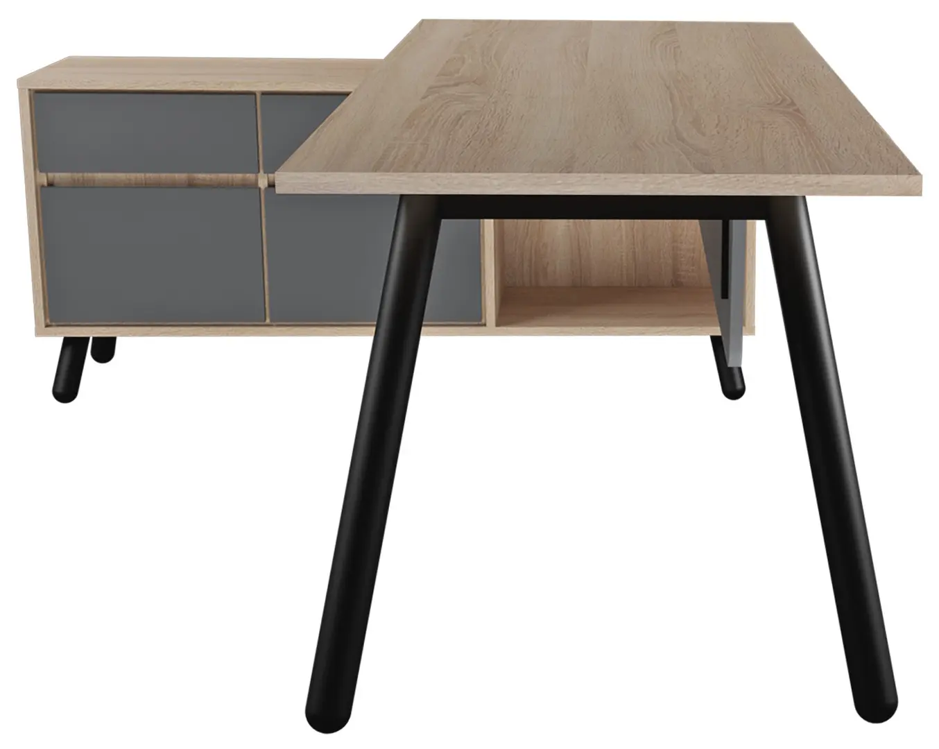 Masa de birou DP Fusion+Box Left (Natural/Anthracite)