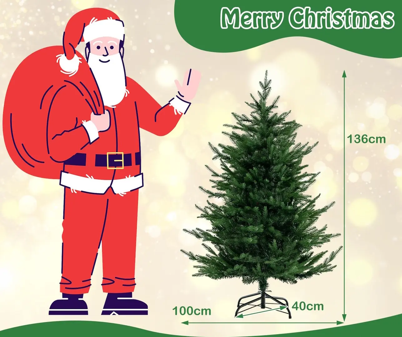 Елка Costway CM24315DE 136см - 5