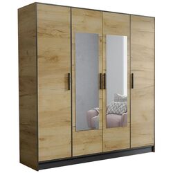 Dulap Prime Furniture Roj 4D 207 with decorative stripes (Craft Golden Oak/Black) Thumb