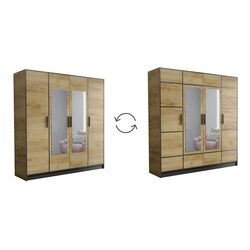 Dulap Prime Furniture Roj 4D 207 with decorative stripes (Craft Golden Oak/Black) Thumb