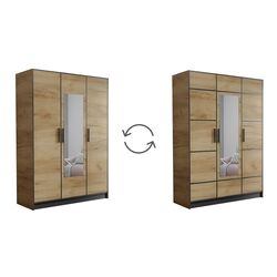 Dulap Prime Furniture Roj 3D 157 with decorative stripes (Craft Golden Oak/Black) Thumb