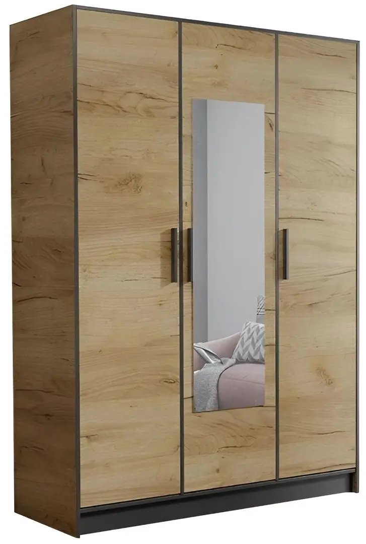 Dulap Prime Furniture Roj 3D 157 with decorative stripes (Craft Golden Oak/Black)