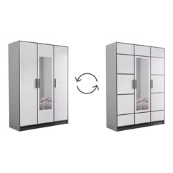 Шкаф Prime Furniture Roj 3D 157 with decorative stripes (White/Black) Thumb