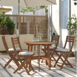 Комплект складной садовой мебели Ikea Askholmen/Froson/Duvholmen 1+4 (Коричневый/Бежевый)