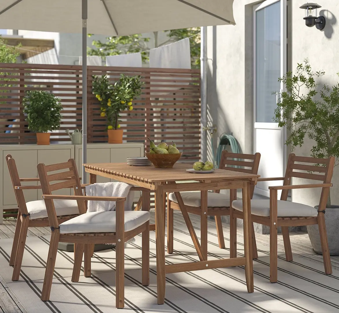 Комплект садовой мебели Ikea Askholmen/Froson/Duvholmen 1+4 143x75 (Коричневый/Бежевый)