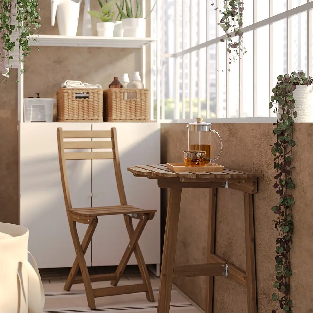 Комплект складной садовой мебели Ikea Askholmen 1+1 70x44 (Темно-коричневый)