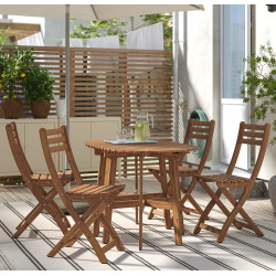 Комплект складной садовой мебели Ikea Askholmen 1+4 (Темно-коричневый)