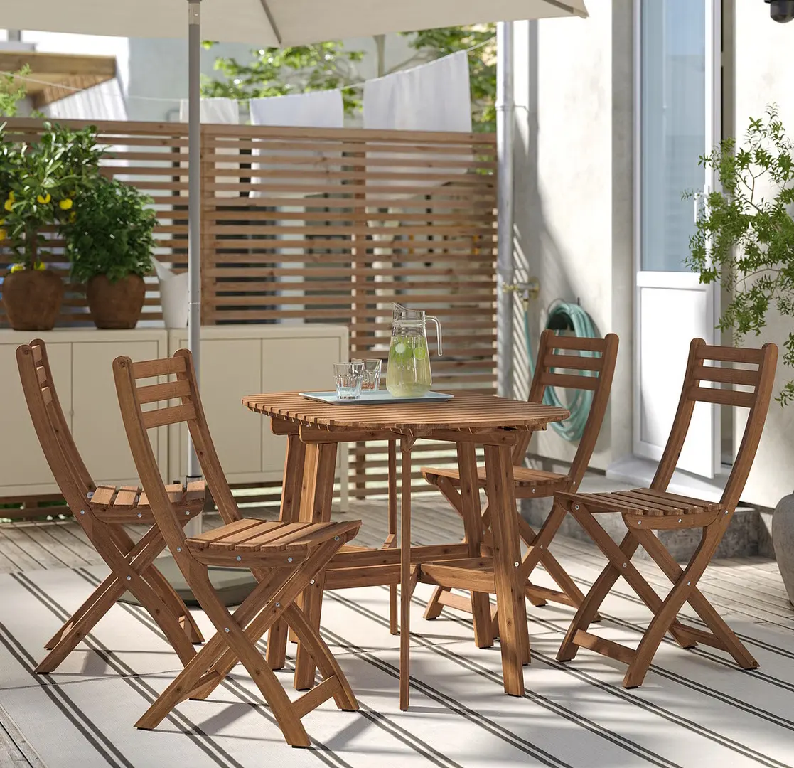 Комплект складной садовой мебели Ikea Askholmen 1+4 (Темно-коричневый)