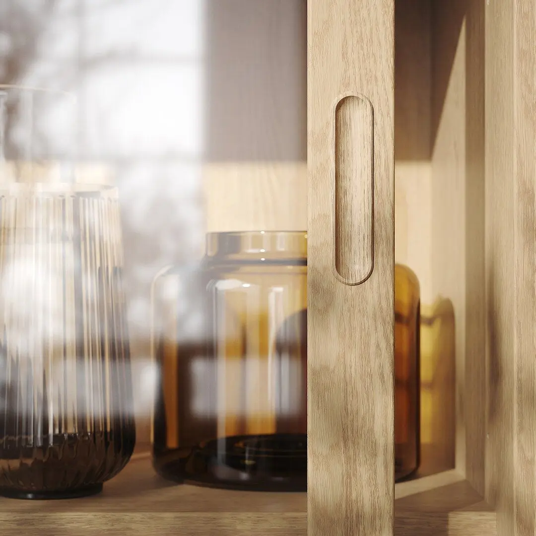 Гостиная Ikea Tonstad шпон/прозрачное стекло 381x47x201см (Дуб)