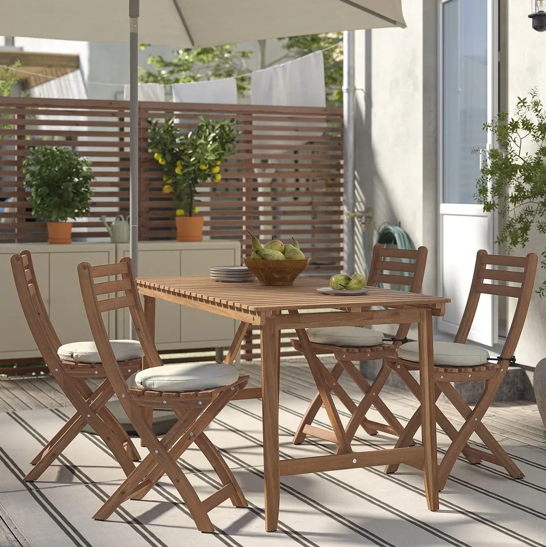 Set mobilier de gradina Ikea Askholmen/Froson/Duvholmen 1+4 143x75 (Maro/Bej)