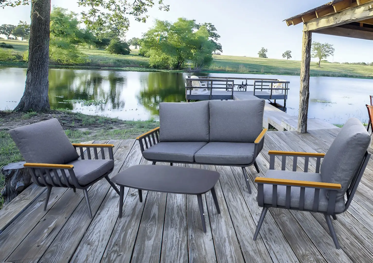 Set mobilier de gradina GardenLine ALM8151 (Grey/Natural)