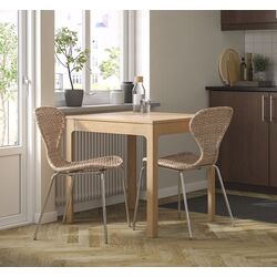 Set masa scaune Ikea Ekedalen/Alvsta 80/120cm 1+2 (Stejar/Ratan/Crom)