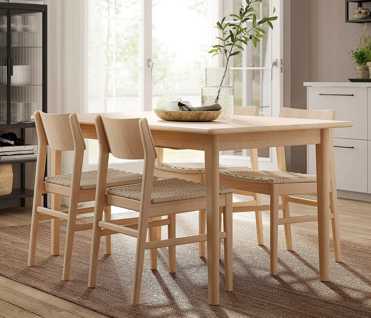 Set masa scaune Ikea Skansnas 150/205cm 1+4 (Furnir fag deshis/Fag deshis)