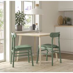 Set masa scaune Ikea Lisabo/Ronninge 88x78cm 1+2 (Furnir frasin/Verde)