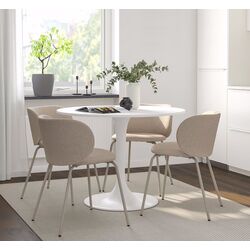 Set masa scaune Ikea Docksta/Krylbo/Tonerud 103cm 1+4 (Alb/Bej inchis)